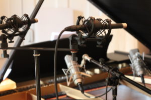 Piano at Clubhouse with mics